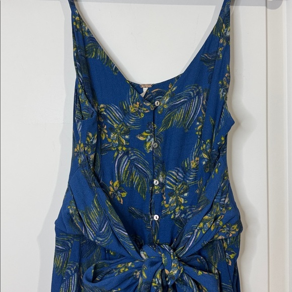 Free People Floral Romper Pants Blue Women’s Size 2 - Picture 2 of 16